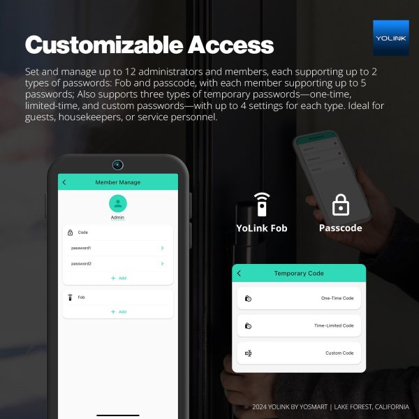 YoLink Smart Deadbolt Lock with Keypad, Fob & App Control, Keyless Entry, Multiple Unlock Methods, Secure & Reliable, Alexa, Google, IFTTT, Home Assistant Compatible, YoLink Hub Required For Sale - Image 5