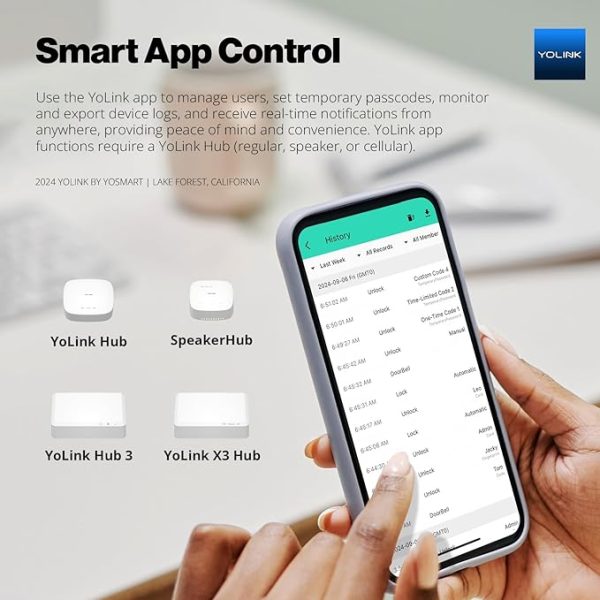 YoLink Smart Deadbolt Lock with Fingerprint, Keypad, IC Card, YoLink Fob and YoLink App Control – LoRa Long Range, Alexa, Google, IFTTT and Home Assistant – YoLink Hub Required on Sale - Image 3