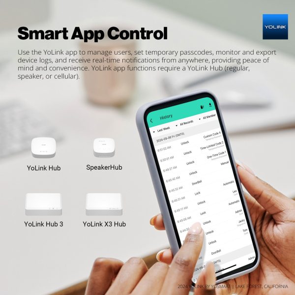 YoLink Smart Deadbolt Lock with Keypad, Fob & App Control, Keyless Entry, Multiple Unlock Methods, Secure & Reliable, Alexa, Google, IFTTT, Home Assistant Compatible, YoLink Hub Required For Sale - Image 4